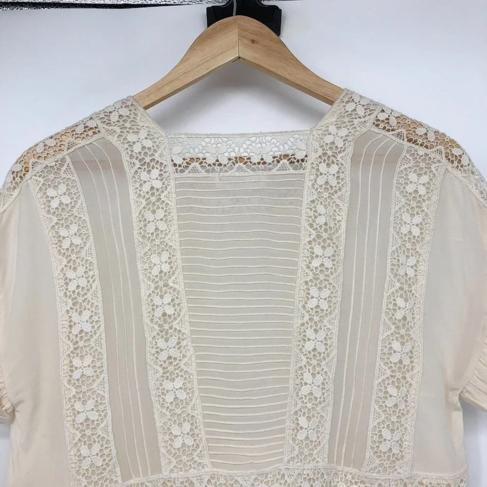 Ulla Johnson Adrienne Scalloped  Silk Eyelet Victorian Blouse Off White Size 2 - Picture 10 of 16